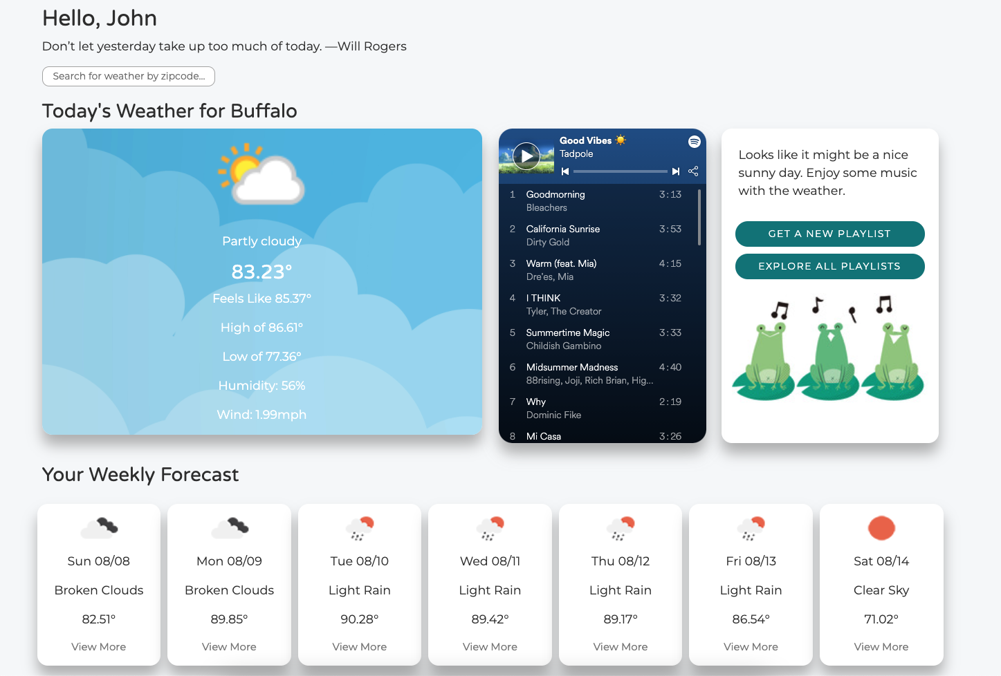 screenshot of the tadpole dashboard